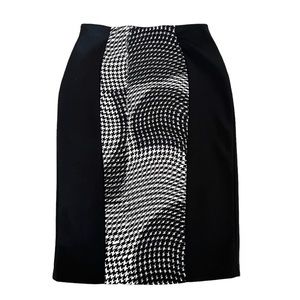 Bisou Bisou Black and White High Waisted Pencil Skirt W/ Pink Zipper Size M